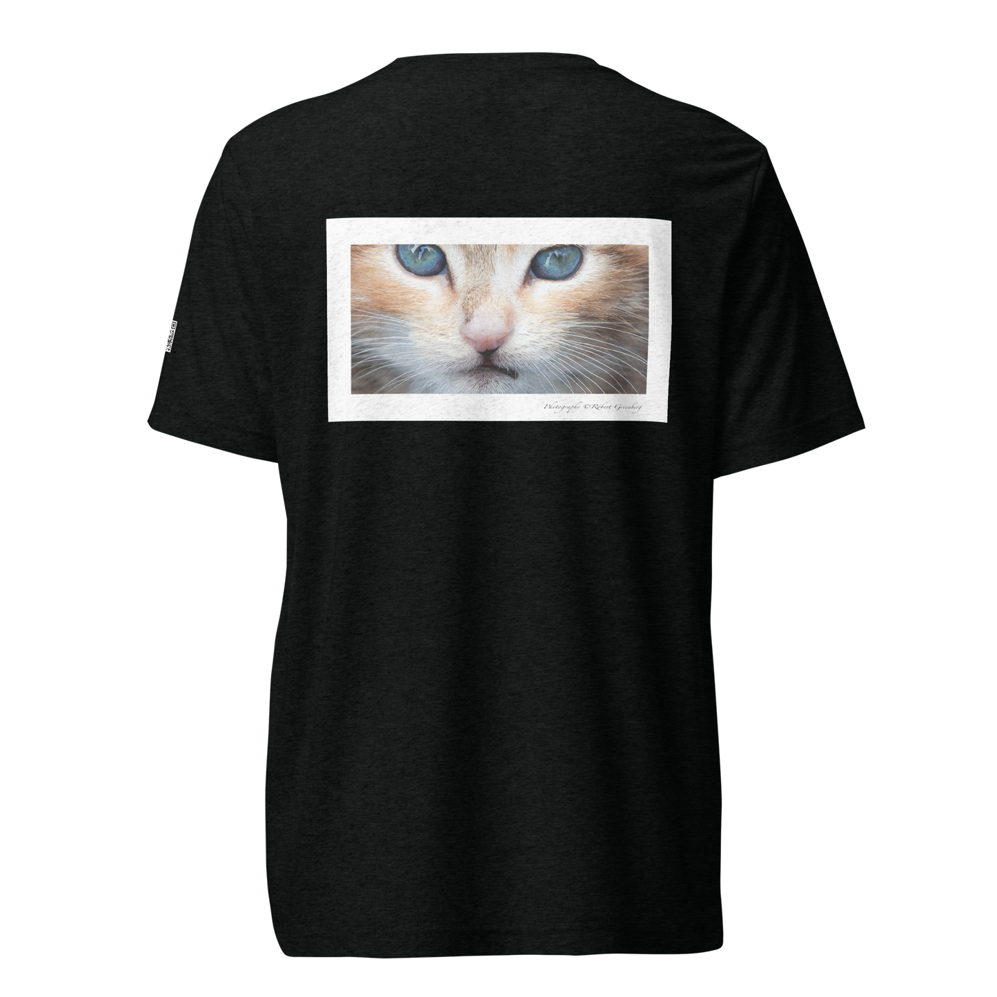 Kitten Cropped on Black Version 1 - Tri-Blend Bella 3413 Short sleeve t-shirt