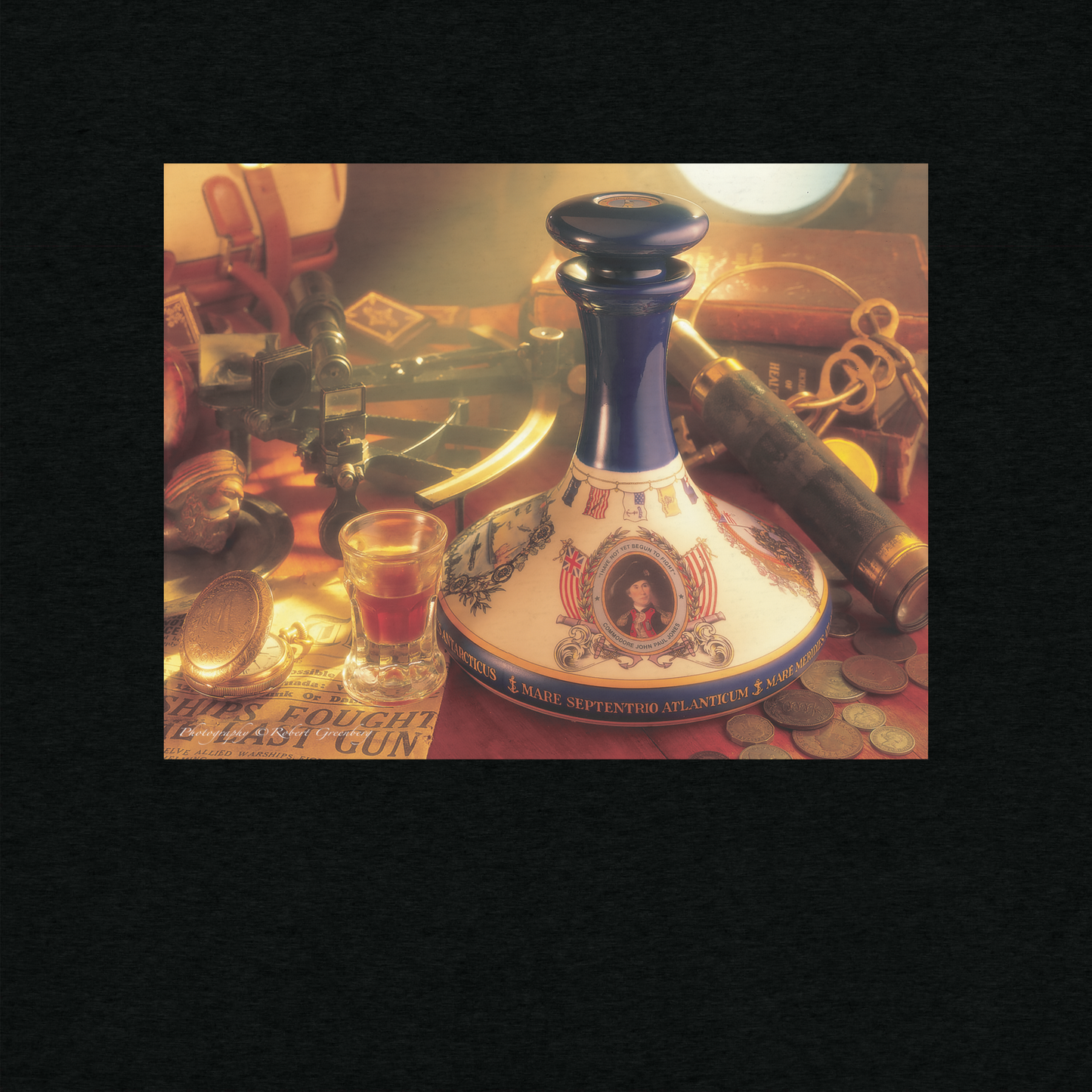 Pussers Rum Decanter - Black - Tri-Blend Bella 3413 short sleeve t-shirt