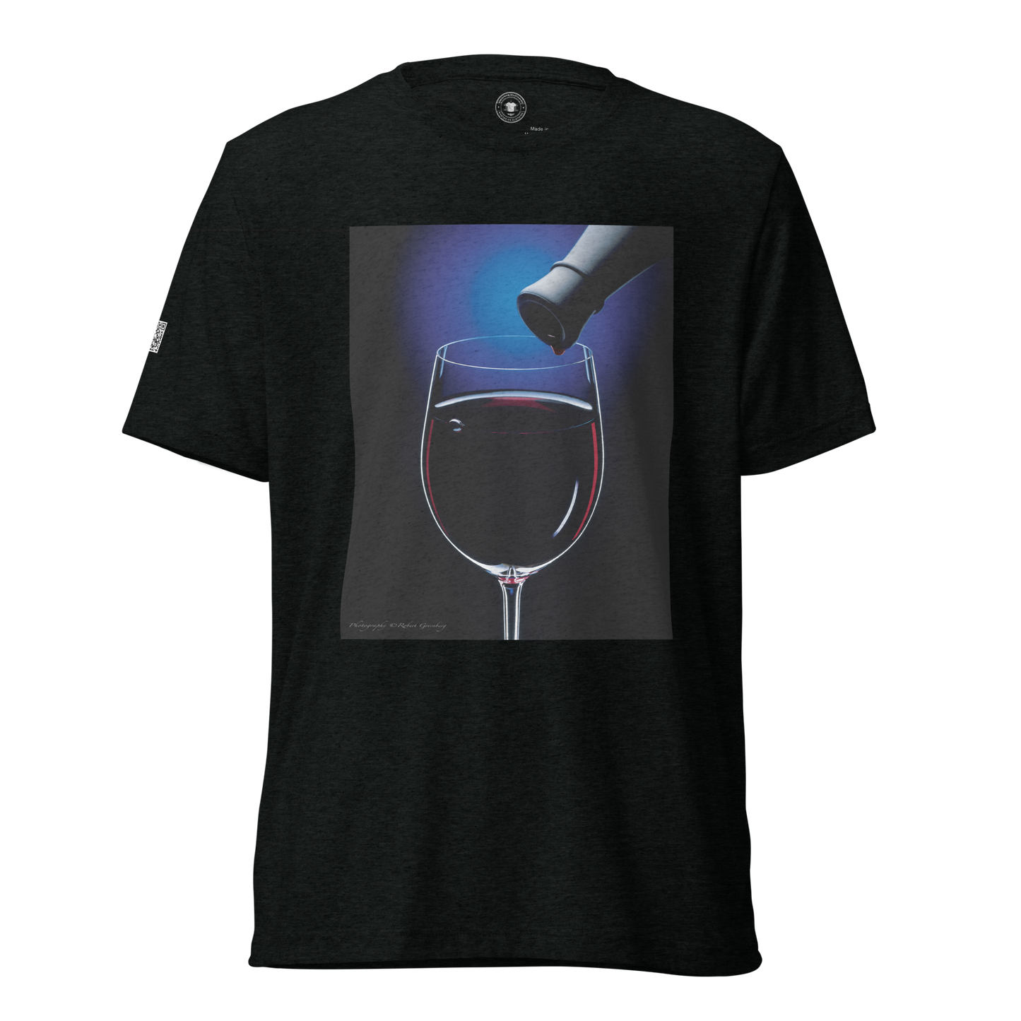 Wine Glass on Black - Tri-Blend Bella 3413 Short sleeve t-shirt