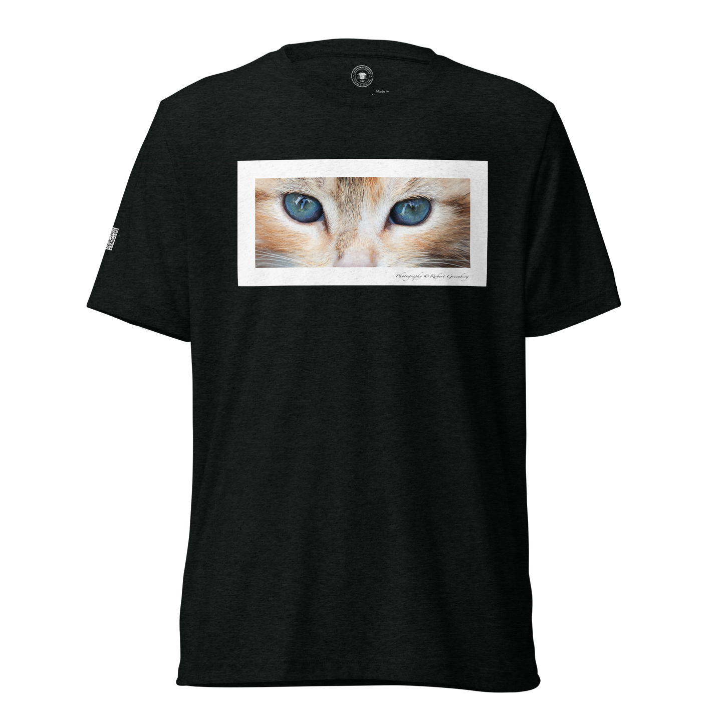Kitten Cropped on Black Version 1 - Tri-Blend Bella 3413 Short sleeve t-shirt