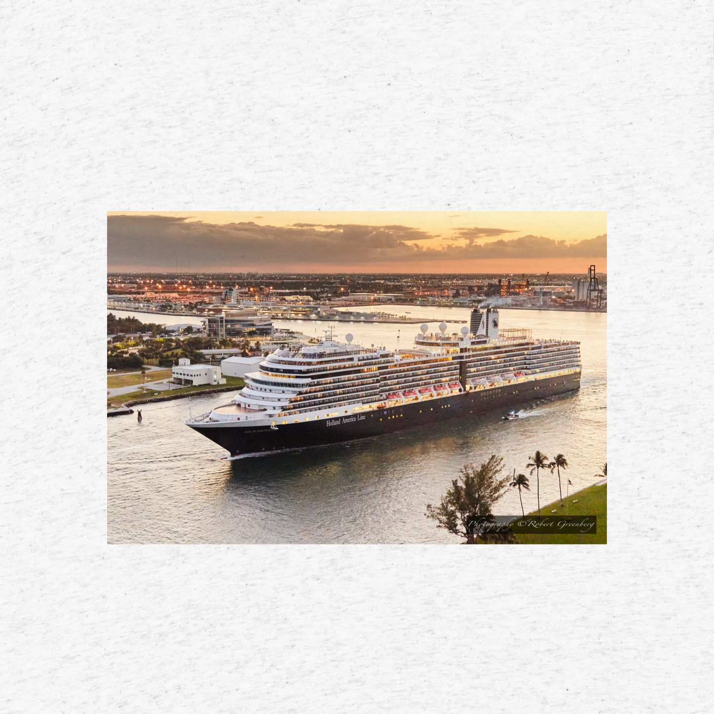 Cruise Ship in Fort Lauderdale - White Tri-Blend Bella 3413 T-Shirt
