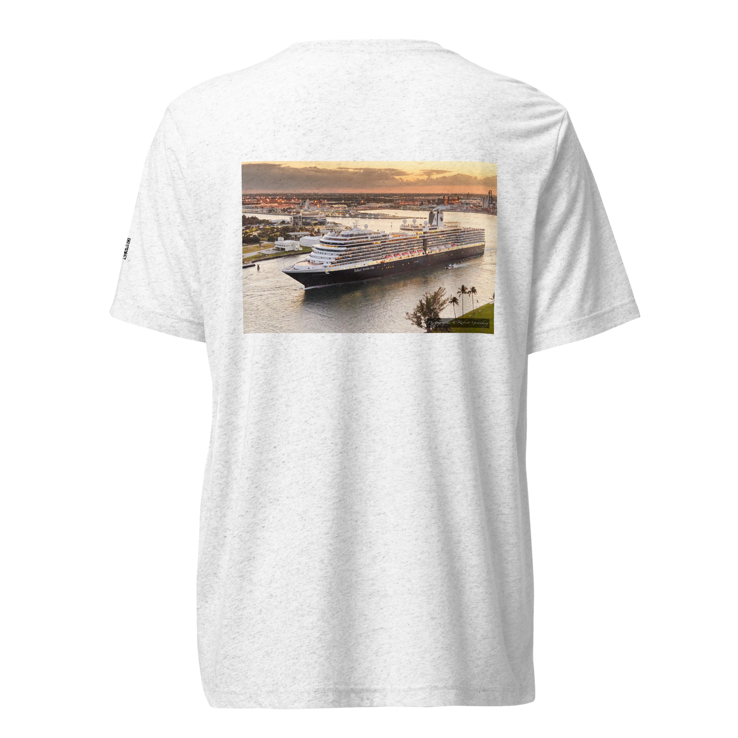 Cruise Ship in Fort Lauderdale - White Tri-Blend Bella 3413 T-Shirt
