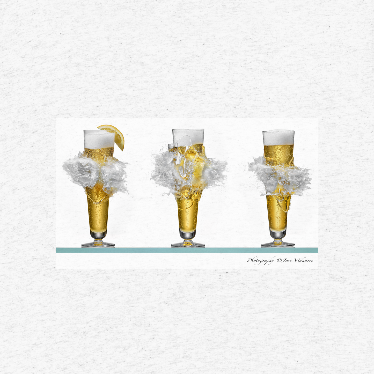 Single Beer on front/Triple Beer on back - White - Tri-Blend Bella 3413 short sleeve t-shirt