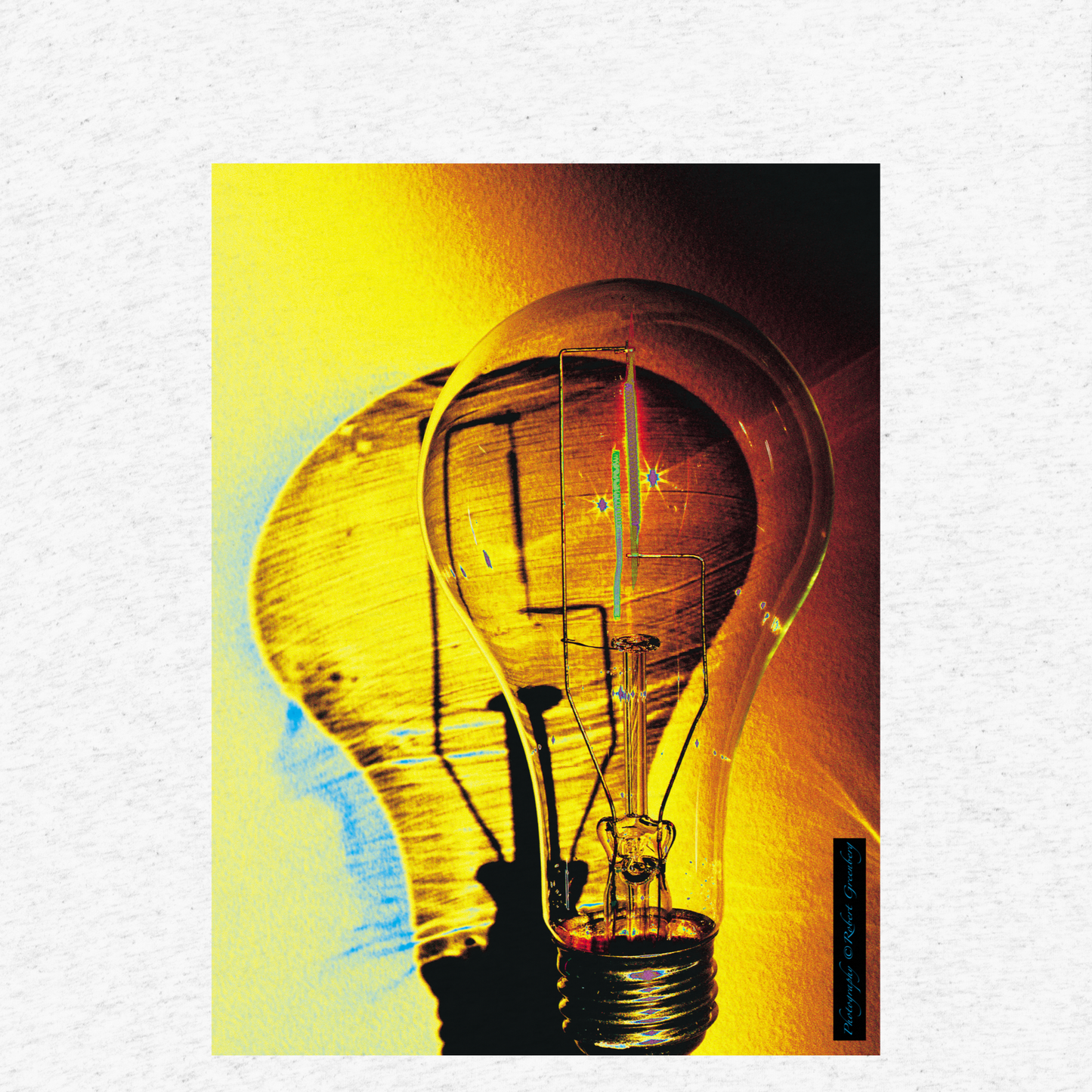 Grid of 9 lightbulbs on front - 1 on back - White - Tr-Blend Bella 3413 Short sleeve t-shirt
