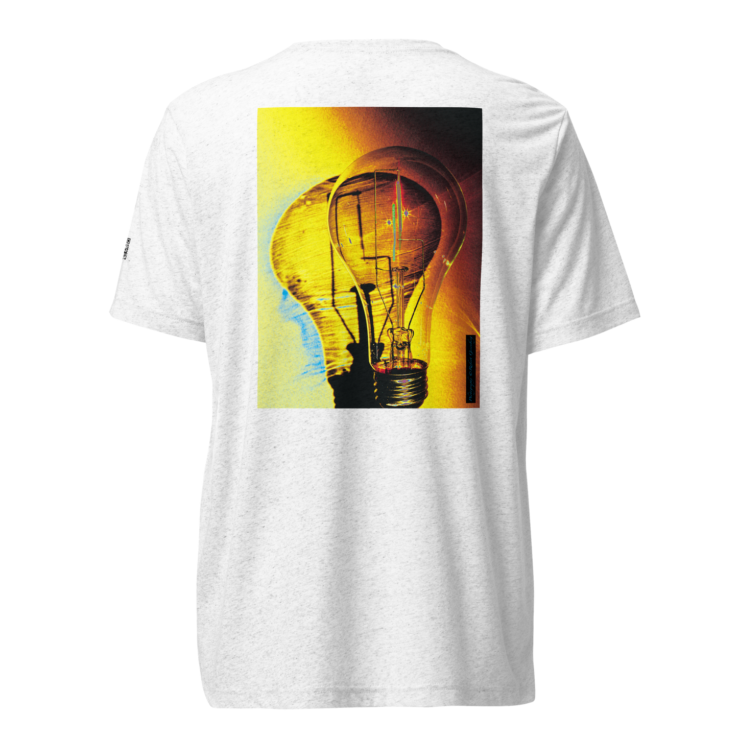 Grid of 9 lightbulbs on front - 1 on back - White - Tr-Blend Bella 3413 Short sleeve t-shirt