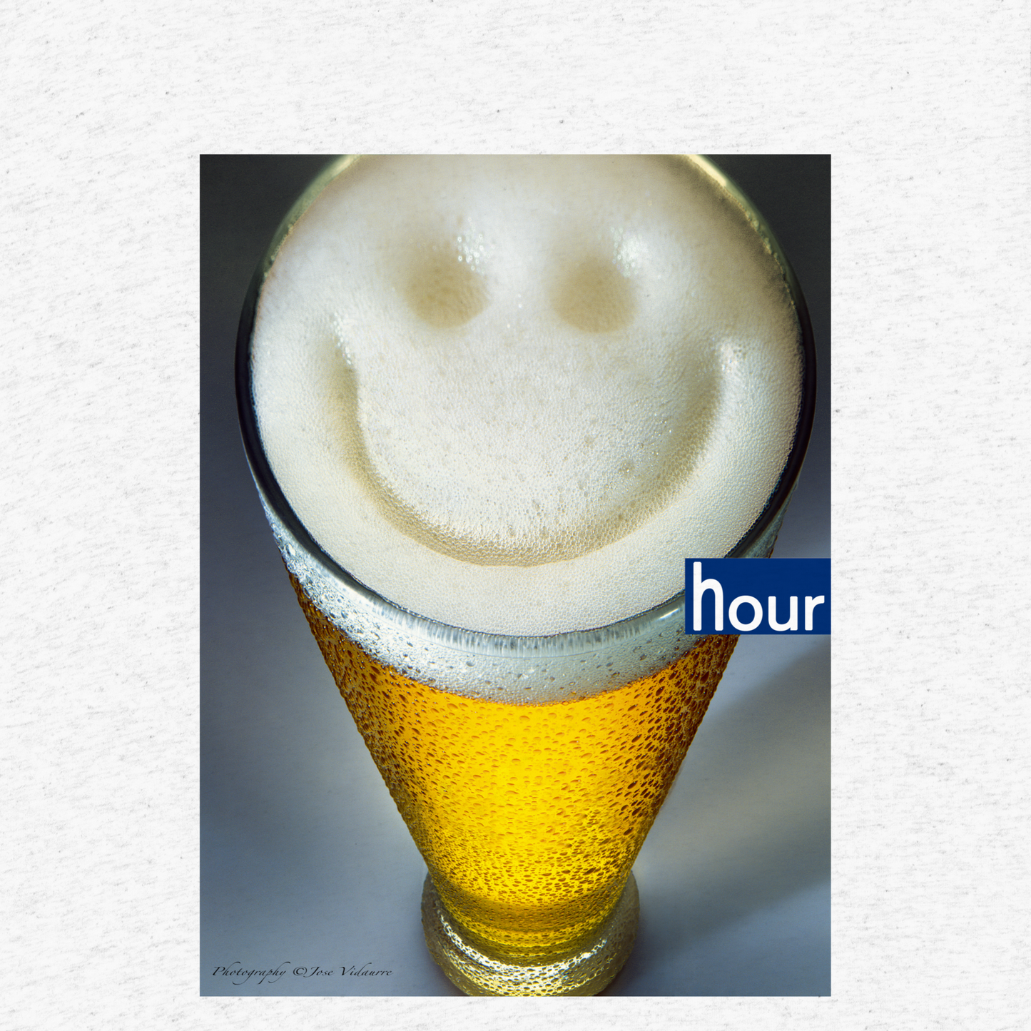 Beer Toast on front/Happy Hour on back - White - Tri-Blend Bella 3413 short sleeve t-shirt