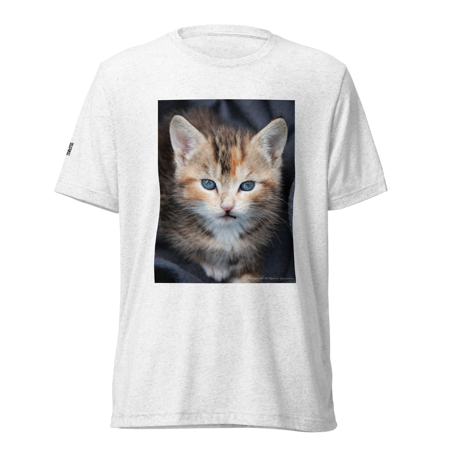 Kitten on White - Tri-Blend Bella 3413 Short sleeve t-shirt