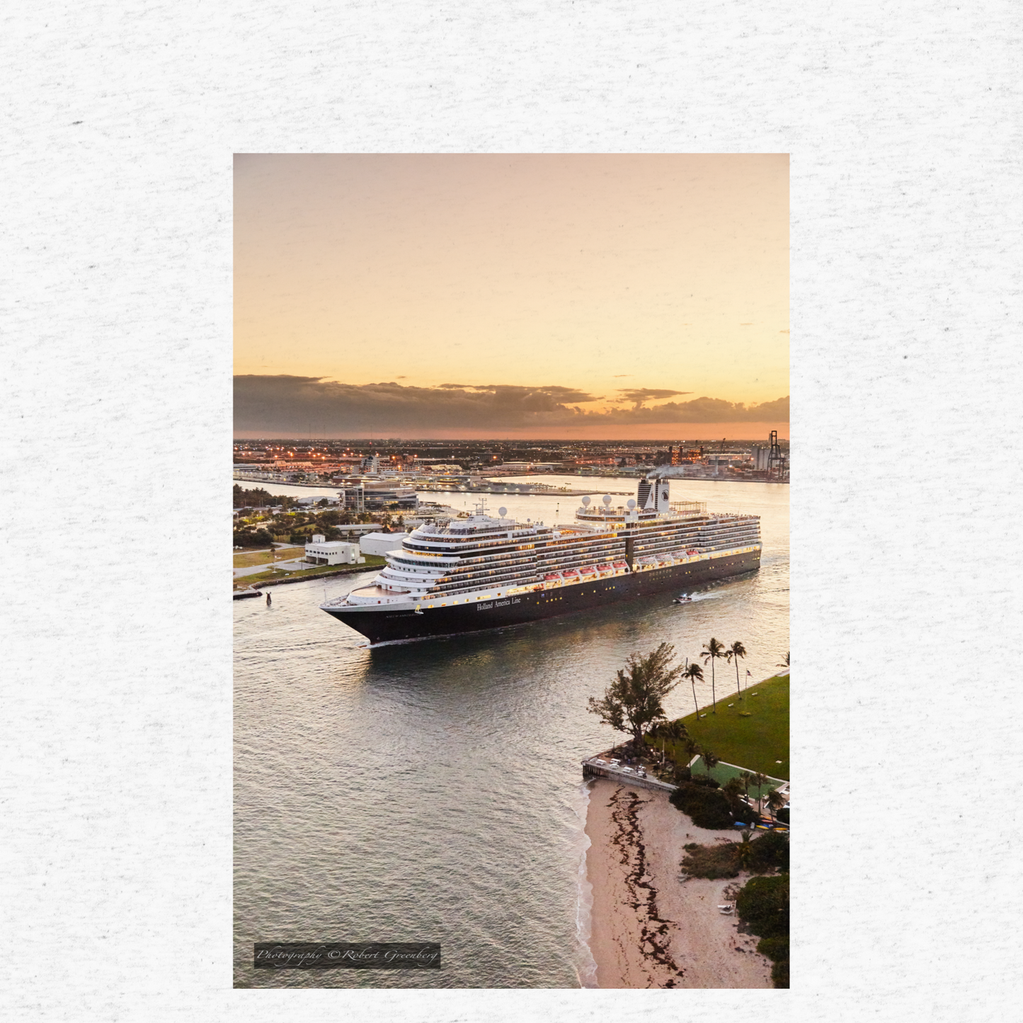 Cruise Ship in Fort Lauderdale - White Tri-Blend Bella 3413 T-Shirt