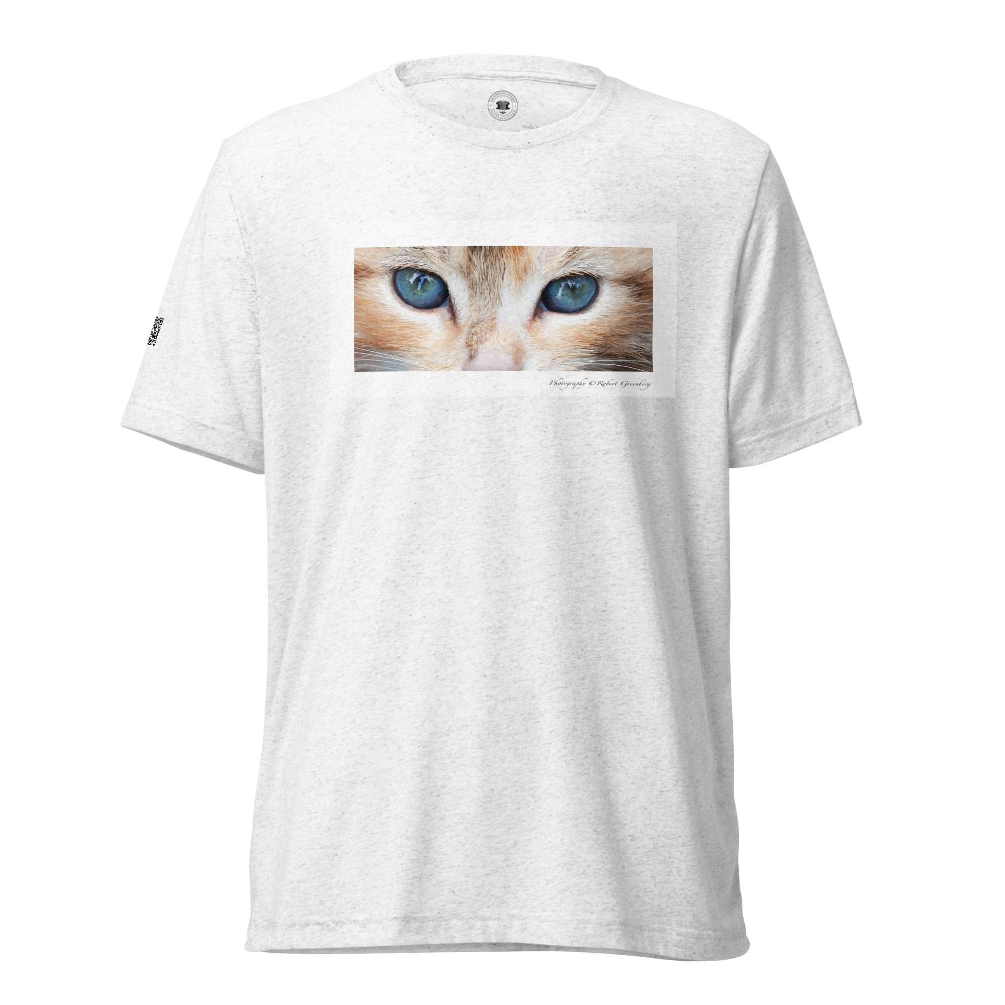 Kitten Cropped on White - Tri-Blend Bella 3413 Short sleeve t