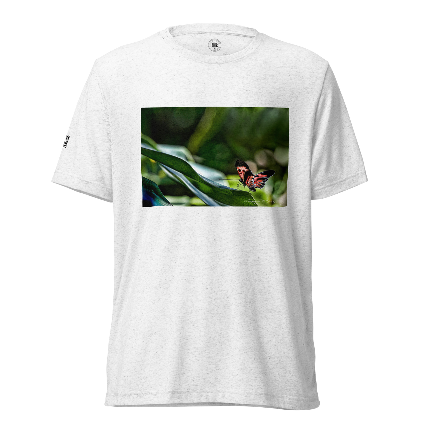 Different Butterflies front & back - White - Tri-Blend Bella 3413 short sleeve t-shirt