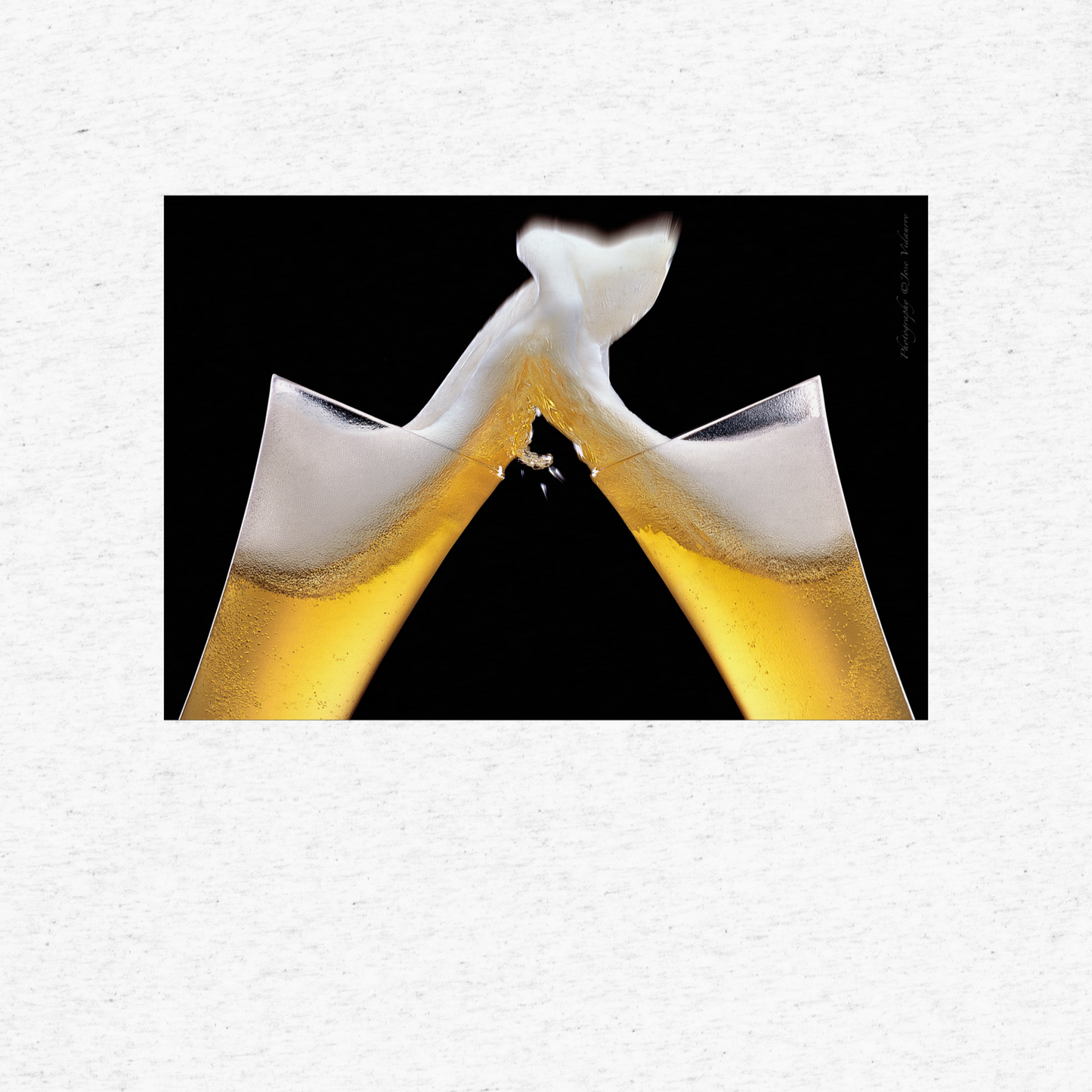 Beer Toast on front/Happy Hour on back - White - Tri-Blend Bella 3413 short sleeve t-shirt
