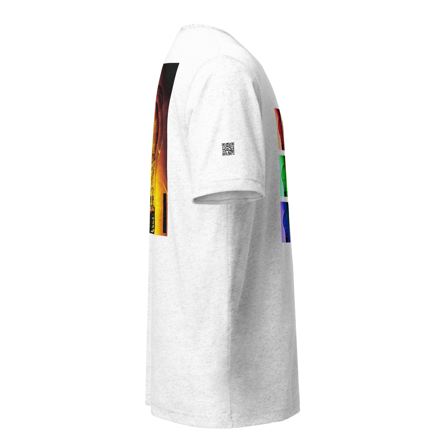 Grid of 9 lightbulbs on front - 1 on back - White - Tr-Blend Bella 3413 Short sleeve t-shirt