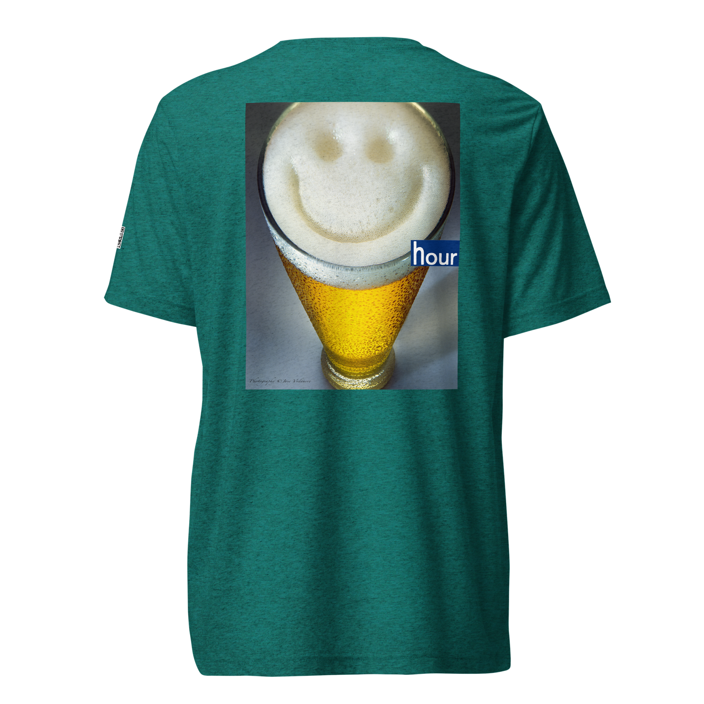Beer Toast on front/Happy Hour on back - Choose From 5 Different Colors - Tri-Blend Bella 3413 short sleeve t-shirt