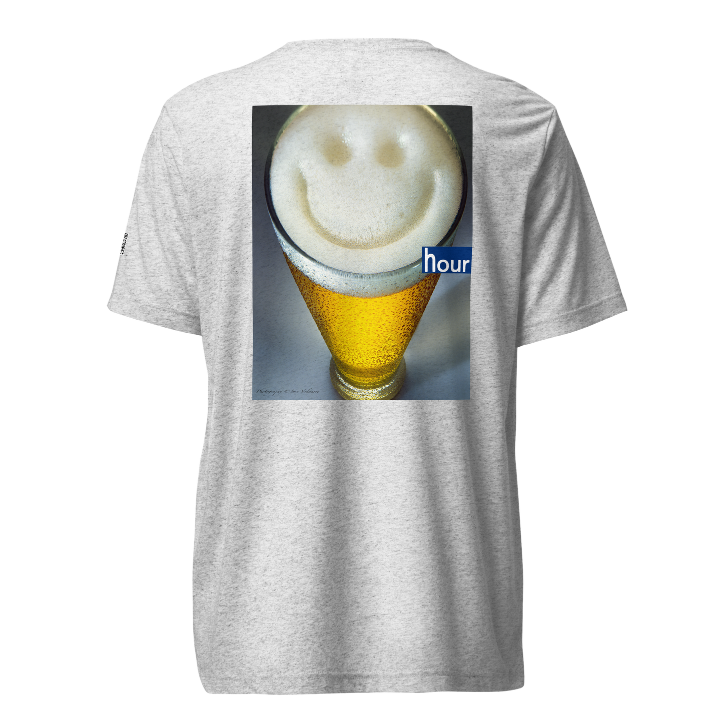 Beer Toast on front/Happy Hour on back - Choose From 5 Different Colors - Tri-Blend Bella 3413 short sleeve t-shirt
