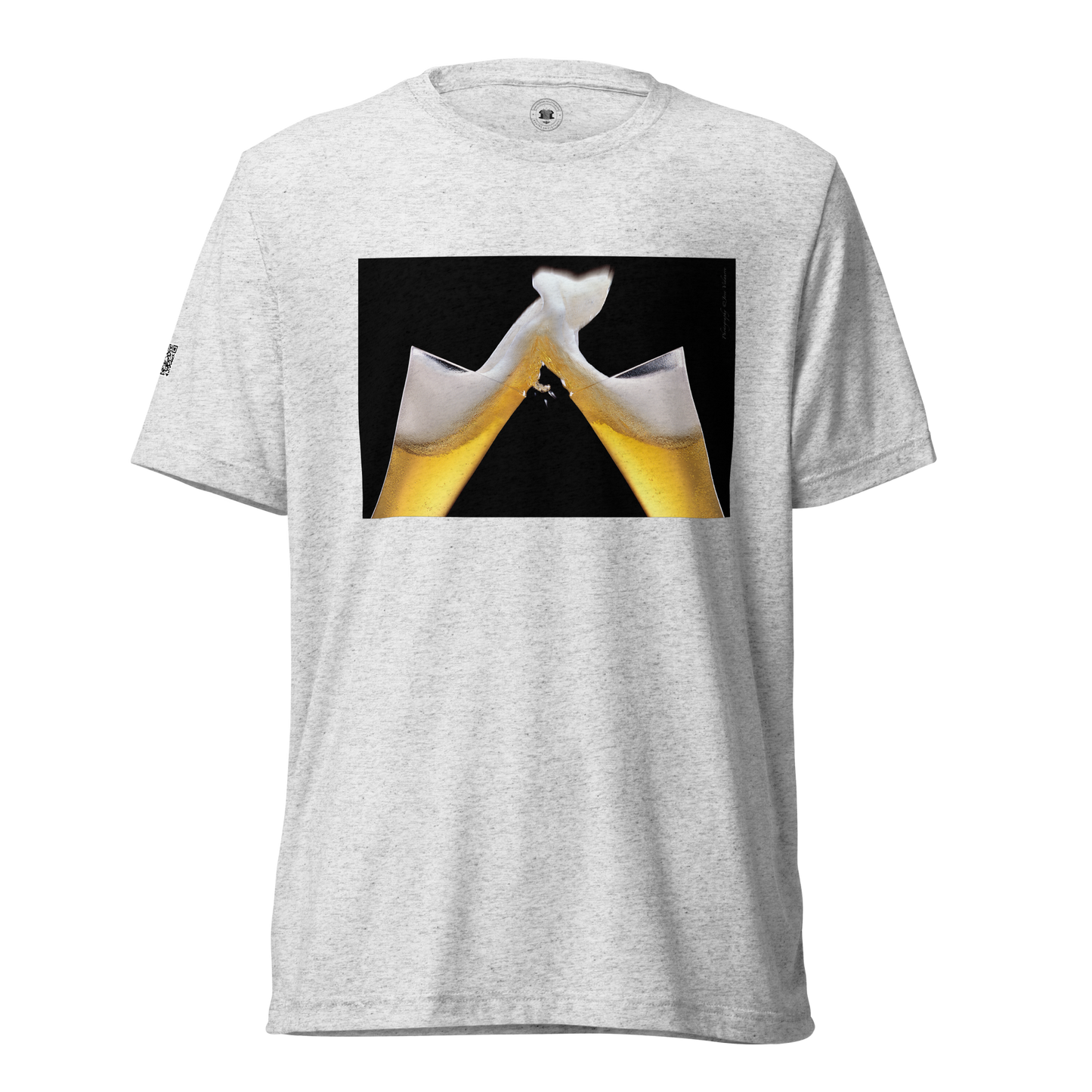 Beer Toast on front/Happy Hour on back - Choose From 5 Different Colors - Tri-Blend Bella 3413 short sleeve t-shirt
