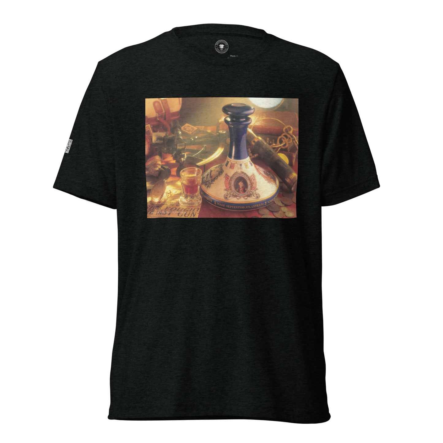 Pussers Rum Decanter - Black - Tri-Blend Bella 3413 short sleeve t-shirt