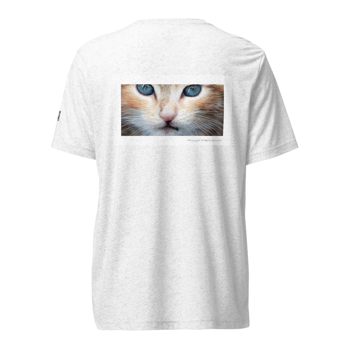 Kitten Cropped on White - Tri-Blend Bella 3413 Short sleeve t-shirt