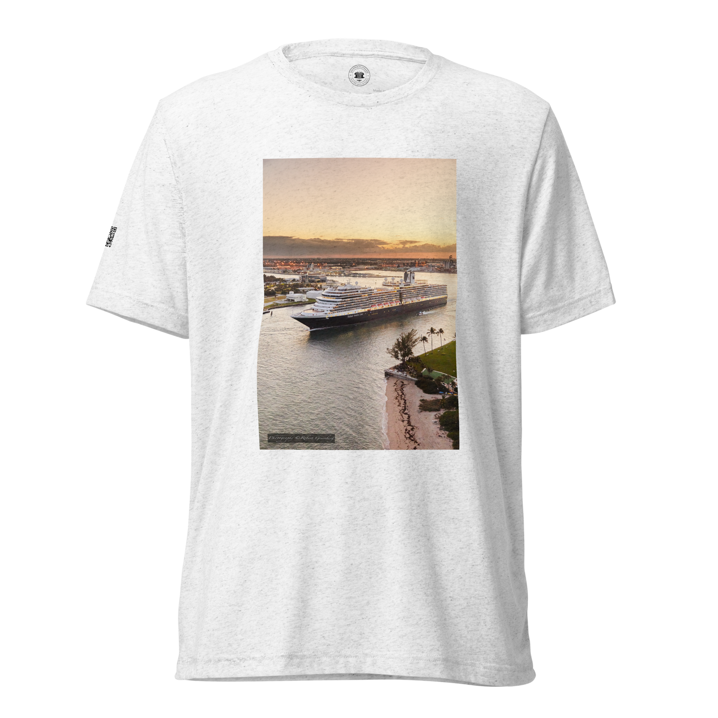 Cruise Ship in Fort Lauderdale -  White Tri-Blend Bella 3413 T-Shirt