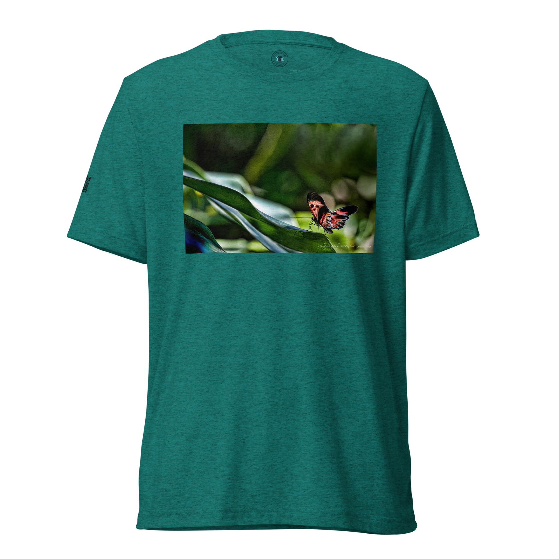 Different Butterflies front & back - Teal - Tri-Blend Bella 3413